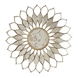 Worlds Away Daisy Silver Leafed Mirror   40&ldquo;dia x .5&ldquo;d Iron Champagne Silver lea - Wall Mirrors