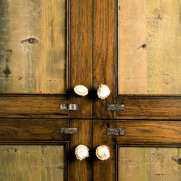 Detailing at cabinet - bark of tree - custom cut