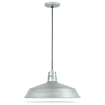 17-inch Pendant Barn Light Fixture, Ceiling-Mounted Vintage Hanging Light, Galvanized, 1-Pack
