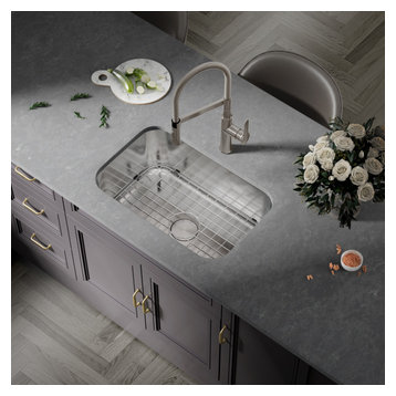 27"X18"X9" 18-Gauge Stainless Rectangular Undermount Single-Bowl Kitchen Sink