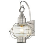Livex Lighting - Newburyport 1-Light Wall Lantern, Brushed Nickel - The Newburyport outdoor wall lantern boasts classic nautical and railway styling with a beautiful hand blown clear glass globe and a brushed nickel finish over the solid brass construction.