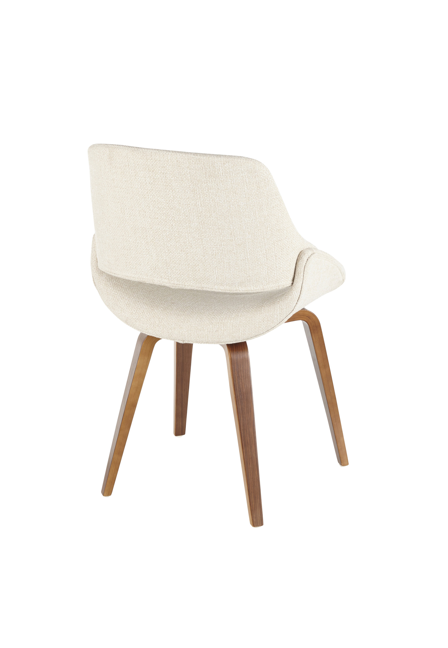 LumiSource Accent Chair, Walnut and Blue Noise, Set of 2, Walnut, Cream