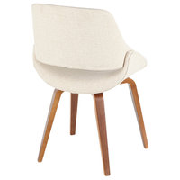 LumiSource Accent Chair, Walnut and Blue Noise, Set of 2, Walnut, Cream