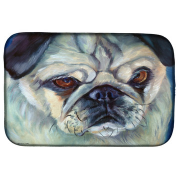 Caroline's Treasures Pug In Thought Dish Drying Mat, 14"x21", Multicolor