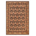 Bareens Designer Rugs - Art Nouveau William Morris Tulip Wool Rug - 6'1'' x 9'0'' - Designed with mesmerizing intricacy and gorgeous color palette, this hand-knotted masterpiece demonstrates the beauty and electrifying thrill of Pak Persian art. These meticulously hand-knotted Pak-Persian rug is made with pure wool and features breathtaking traditional, transitional, and tribal designs in bold luxurious color pallets. Known for their intricate designs these rugs are a reproduction of Persian rugs, made in Pakistan with unique Mughal designs. Made by master weavers using the same Persian texture, design and dying technique, we wanted to produce the most significant manifestation of Persian art, life, and culture. This rug is most famous for its exceptional quality, incredible designs, patterns, and vibrant rich color. Pak-Persian rugs made with Persian weave with high knot counts, which enables the high intricacy and detail found in the patterns are also referred to as "State of art", each color adds a rich beautiful detail in the artwork of this rug. The design, color, and beautiful chromatic composition with a vibrant sheen with intricate designs, exude beauty, elegance, and quality make this rug a masterpiece of its own.
