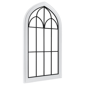 Rennell Window Pane Arch Wall Décor, White