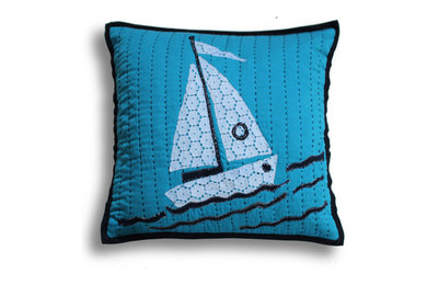 Handmade Sailboat Pillow | Cushion Cover