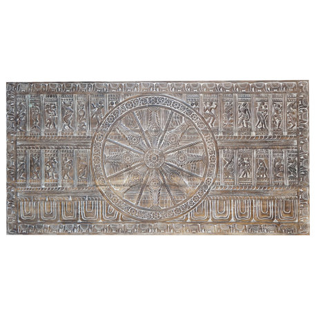 Consigned Vintage Wall Sculpture Sun Temple Sundial Headboard Wall Art 72