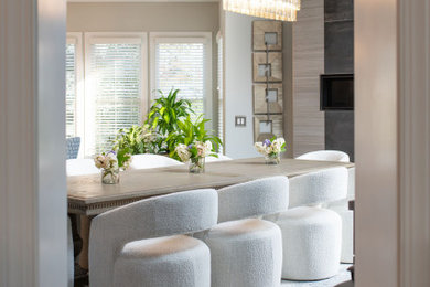 Example of a transitional dining room design in Cleveland