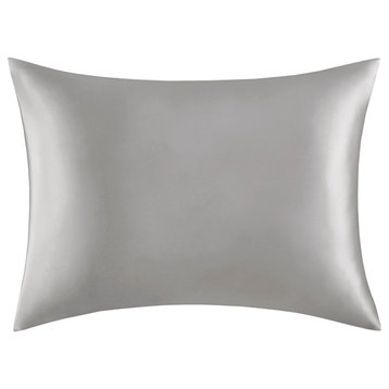 Madison Park Silk 100% Mulberry Single Pillowcase, Grey