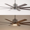 Octo 66" Industrial 6 Speed Ceiling Fan, LED, App/Remote, Nickel/Brown Finish