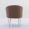 Teddy Fabric Accent Armchair With Electroplated Chrome Legs, Light Coffee