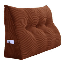 WOWMAX - WOWMAX Wedge Pillow, Headboard Cushion Backrest Coffee, 39x20x8 - Bed Pillows