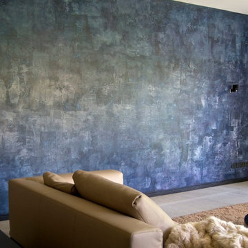 Wandoberfläche im Wohnzimmer, Privathaus, Pullach
