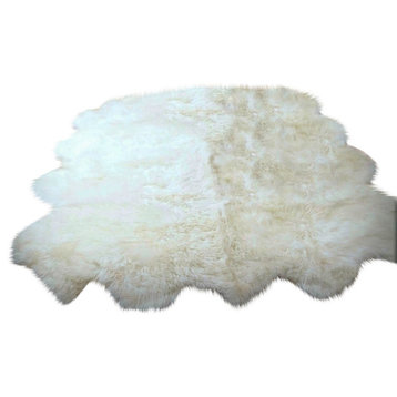 Plush Faux Fur 8 Pelt Sheepskin Accent Rug, 5'x7'