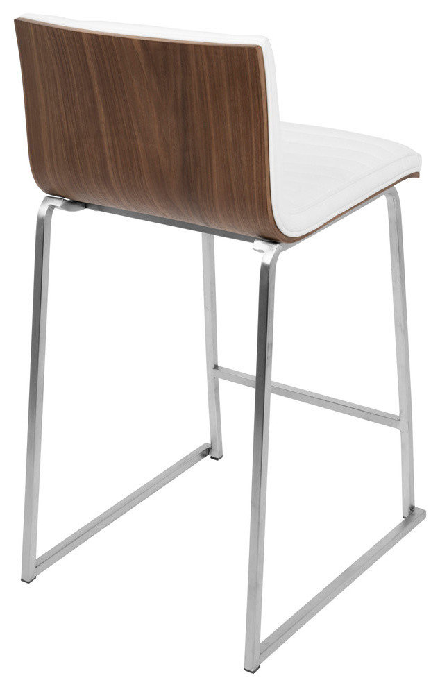 LumiSource Mara 26" Counter Stool, Walnut And White, Set Of 2