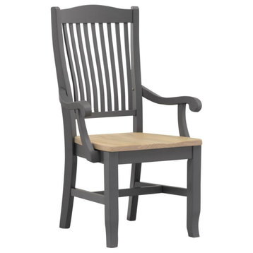 Port Townsend Slatback Arm Chair With Wood Seating