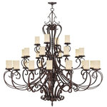 Livex Lighting - Millburn Manor Chandelier, Imperial Bronze - A rustic look that gives a dramatic flair to your home, this design serves as a piece of art in itself. It features gorgeous vintage scavo hand blown glass that emit a romantic glow, and sweeping imperial bronze wrought iron add visual interest.