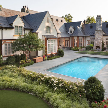 Surrounded by elegant landscaping