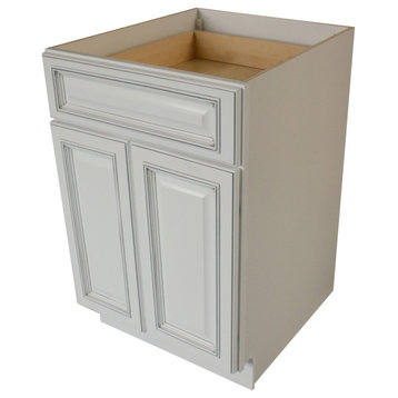Sunny Wood RLB24-A Riley 24"W x 34-1/2"H Double Door Base Cabinet - White