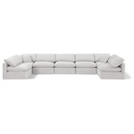 Meridian Furniture - Indulge Upholstered Modular U-Shaped Sectional, Cream, 7-Piece: 5 Armless Chair, 2 Corner Chair, Down Stuffed Velvet - Experience ultimate comfort and style with our cream velvet Indulge Sectional. The luxurious velvet will elevate the aesthetic of any room. This sofa provides ample space for you to relax while its modular build offers the option of unlimited configurations. Whether you're looking to add a stylish element to your living room or a comfortable seating option to your bedroom, this sofa is the perfect choice.