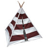 Modern Home Children's Canvas Tepee Set with Travel Case - Brown/White Stripes