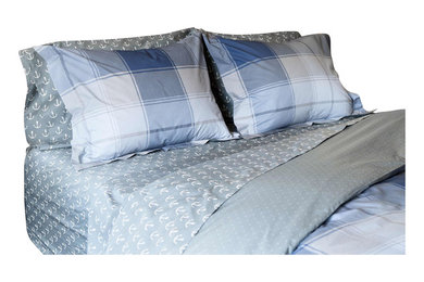Pale Blue Plaid Comforter Set