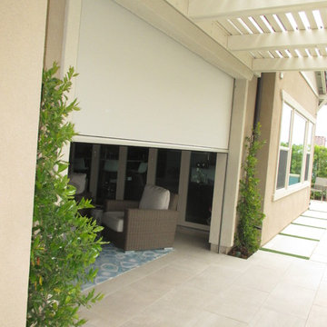 California Room Motorized Power Screen with Recessed Tracks and Housing