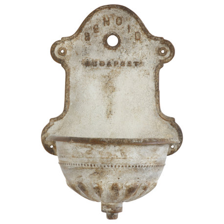 Metal Wall-Mounted Planter With Distressed Finish, Cream