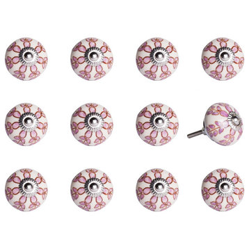1.5" X 1.5" X 1.5" White Pink And Burgundy  Knobs 12 Pack