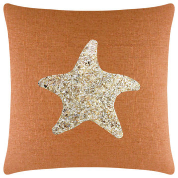 Sparkles Home Shell Starfish Pillow - 20x20" - Orange
