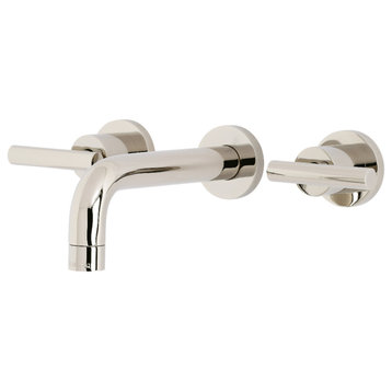 Kingston Brass KS8126CML 2-Handle 8" Wall Mount Bathroom Faucet, Polished Nickel