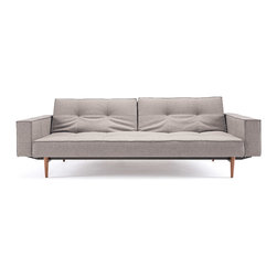 "Innovation" Splitback Mixed Dance Light Grey Sofa Bed / Arms / Light Wood Legs - Sofas