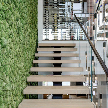 Electic Switchback Staircase with Glass Railing
