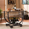 Triesta Antiqued Metal And Wood Wheeled Wine Rack Cart