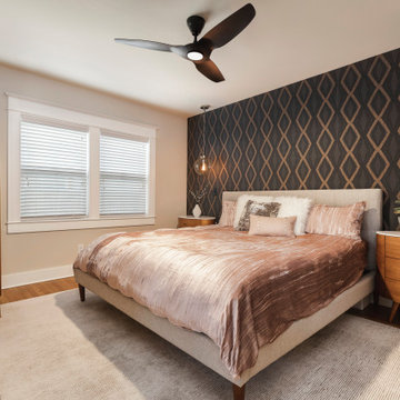 Primary suite bedroom with smart phone operated ceiling fan