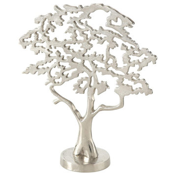 Tree of Life Table Top Metal Figurine, Made by Hand, Silver Aluminium