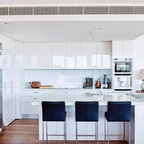 Contemporary White High Gloss Foil Kitchen Cabinets - Contemporary