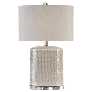 Bowery Hill Contemporary Table Lamp in Taupe and Beige
