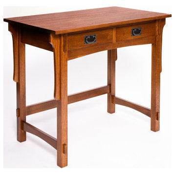 Mission Quarter Sawn Oak Small Desk With 2 Drawers