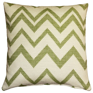 Pillow Decor - Lorenzo Zigzag Green 20 x 20 Throw Pillow