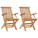 Chic Teak - Teak Wood California Folding Outdoor Patio Arm Chair, Set of 2 - The unfinished look of these Teak Wood California Folding Arm Chairs gives them a casual look that is offset by the quality and durability of the wood. This chair's lightweight construction allows it to be moved around easily and serve a variety of functions at a great value. You'll love the simple yet elegant design and stunning honey-brown wood grains found in our teak wood. These durable chairs are fashioned from solid A grade teak wood and premium steel hardware that will provide enjoyment for years to come.