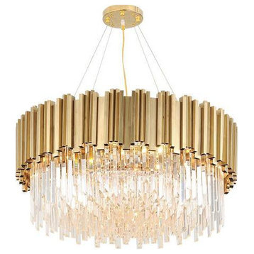 Gio Gold Plated Crystal Chandelier, Diameter 40"