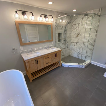 Primary Bathroom Vanity & Neo-Angle Shower | Bergenfield NJ