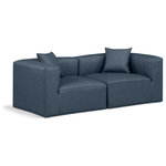 Meridian Furniture - Cube Upholstered Modular Sofa, Navy, 2-Piece: 2 Corner Chair, Vegan Leather - Elevate your space with the luxurious Cube Vegan Leather Modular Sofa. This modular sofa exudes modern elegance, charm, and comfort making it a perfect addition to any contemporary living space. Its clean lines and cube shape are reminiscent of minimalist design, while the plush navy vegan leather upholstery adds a touch of luxury and sophistication. The chair's versatile construction and geometric aesthetic seamlessly integrate into various design styles, from sleek living rooms to chic home offices, embodying the essence of modern design and creating a sense of order and tranquility in your space.