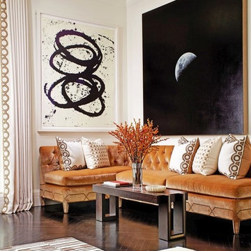 Armless Tufted Sofa with Art Deco Nail Head Trim