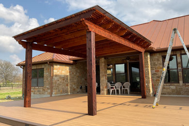 Cedar pergola and composite deck with lighting