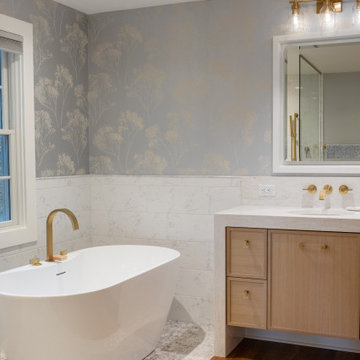 Primary Bathroom Remodel with Waterfall Edge in Madison, WI