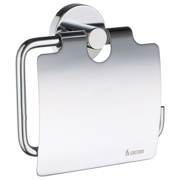 Home Toilet Roll Holder With Cover Chrome