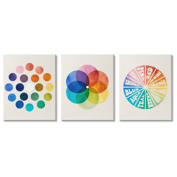 Primary Color Tones Blended Hue Chart Wheel Diagram, 3pc, each 24 x 30